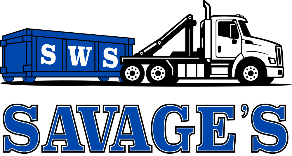 Savage's Waste Solutions truck and dumpster logo
